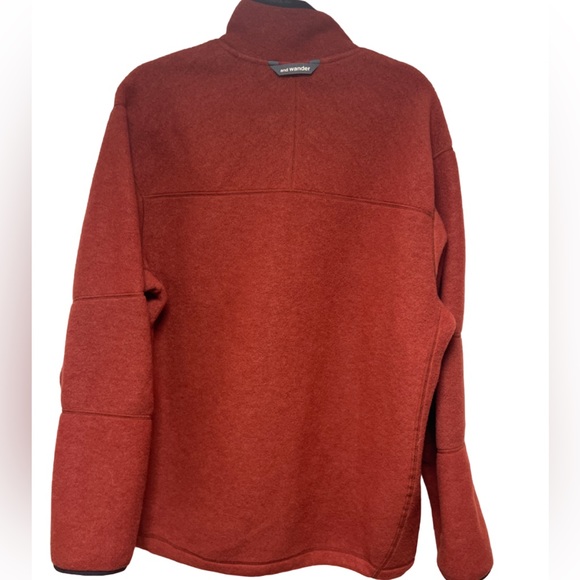 AND WANDER unisex Calamai Fleece & wool tech pullover Sweater in Rust - Picture 2 of 10